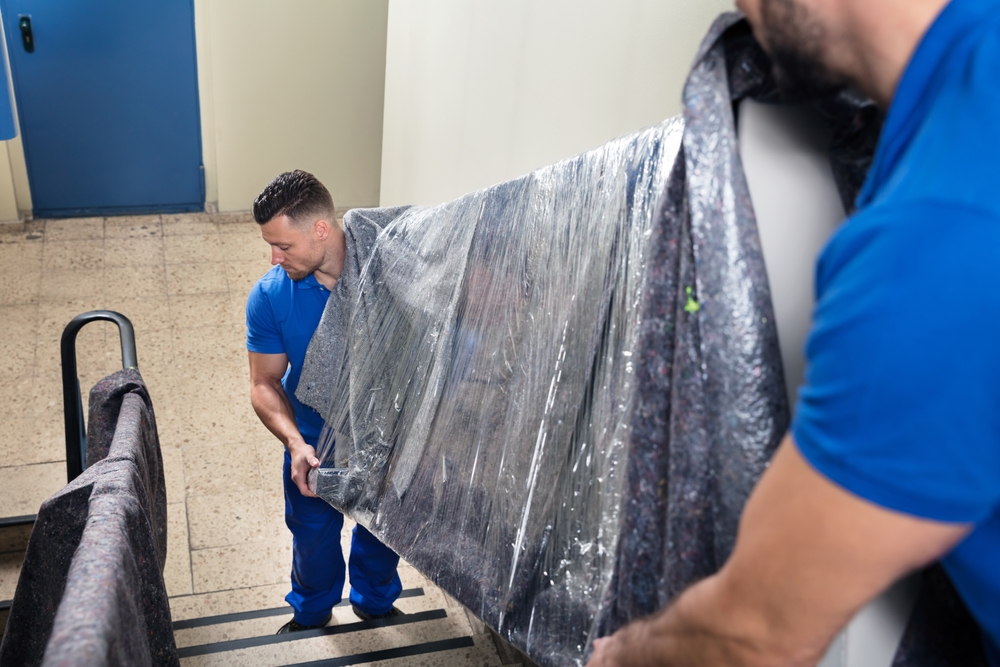 Two Young Movers Carrying Furniture